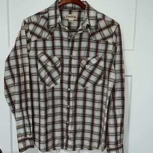 BKE Fitted Flannel with Frayed Edge Sz L
